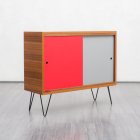 1960s sideboard in ashwood, colourful sliding doors, new hairpin legs