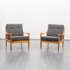 1960s easy chair, cherrywood, restored, two available