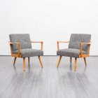 1960s streamline armchair, cherrywood,  new upholstery, two available