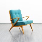 1950s streamline armchair, cherrywood, newly upholstered, restored 