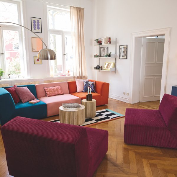 Karlsruhe Farben, Einzelelemente - - Sofa Velours, Sessel erweiterbar element-eckbank-mit-abschluss-links--farbe-tsv13 variabel + verschiedene Sofas Tom \